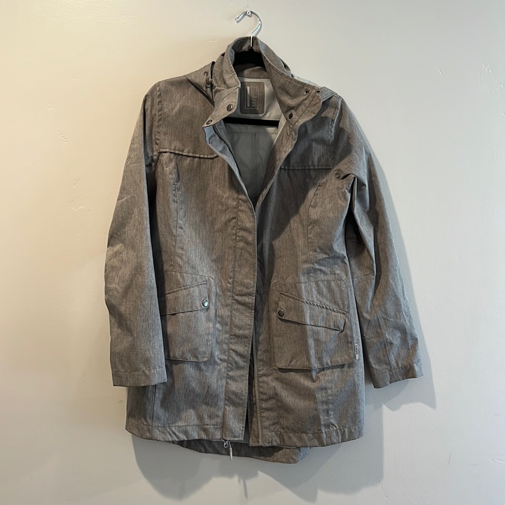 Mondatta women’s heathered grey Light weight rain coat parka size small